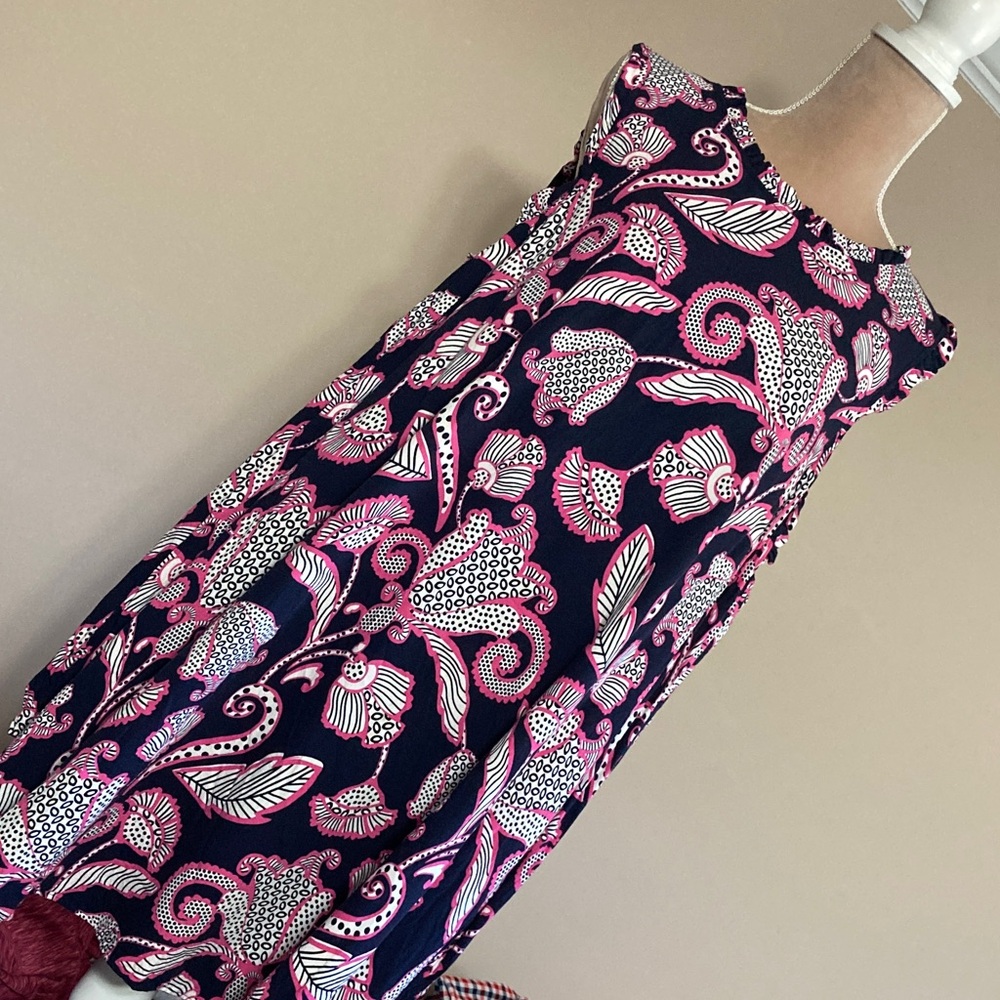 crown & ivy Navy Pink Floral Long Sleeve/ Cold Shoulder Shift Dress- XL
